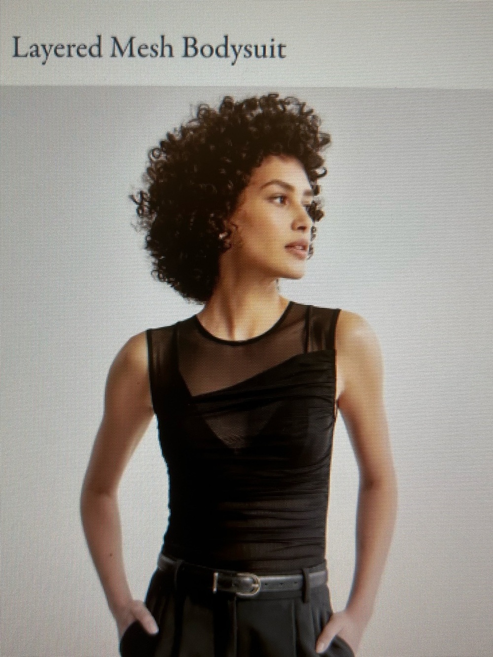 A&F Sheer Draped Mesh Bodysuit - Black (thong)